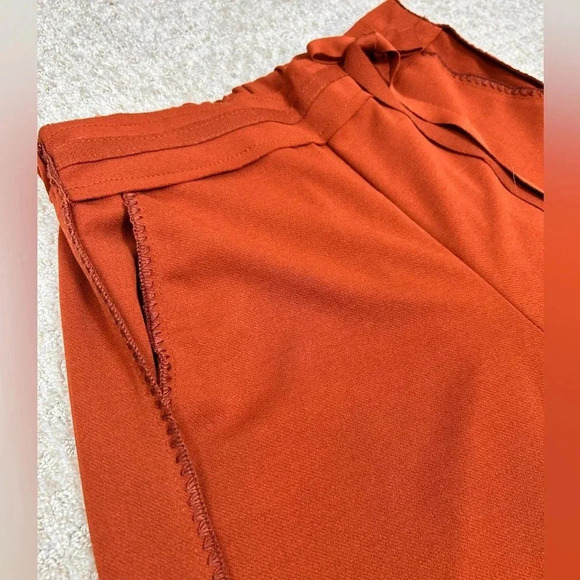 Wide leg trousers, Small, rust, high waisted, ankle length, exposed seams Office - Picture 5 of 7